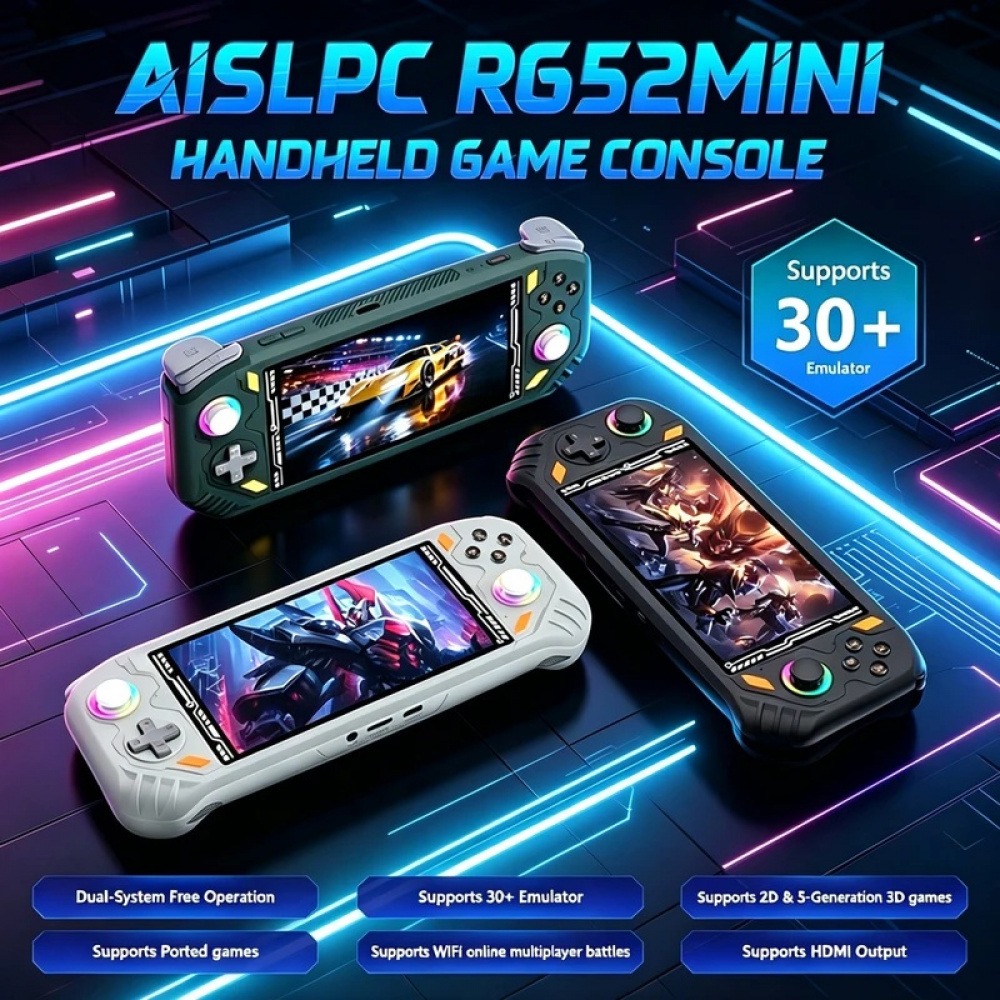 Q21 Gaming Console - RG52 미니 레트로 휴대용 게임 콘솔